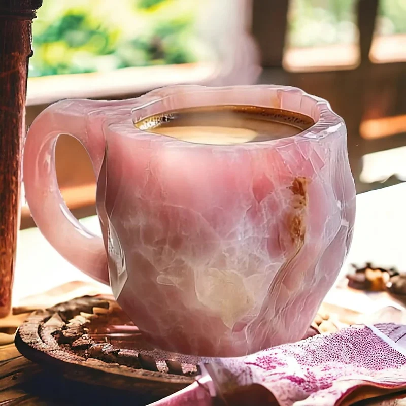 Kristalmok met Natuursteen Effect – Handgemaakte Mok Geïnspireerd op Edelstenen – 200ml Keramiek voor Thee, Koffie of Wijn | Sansoti