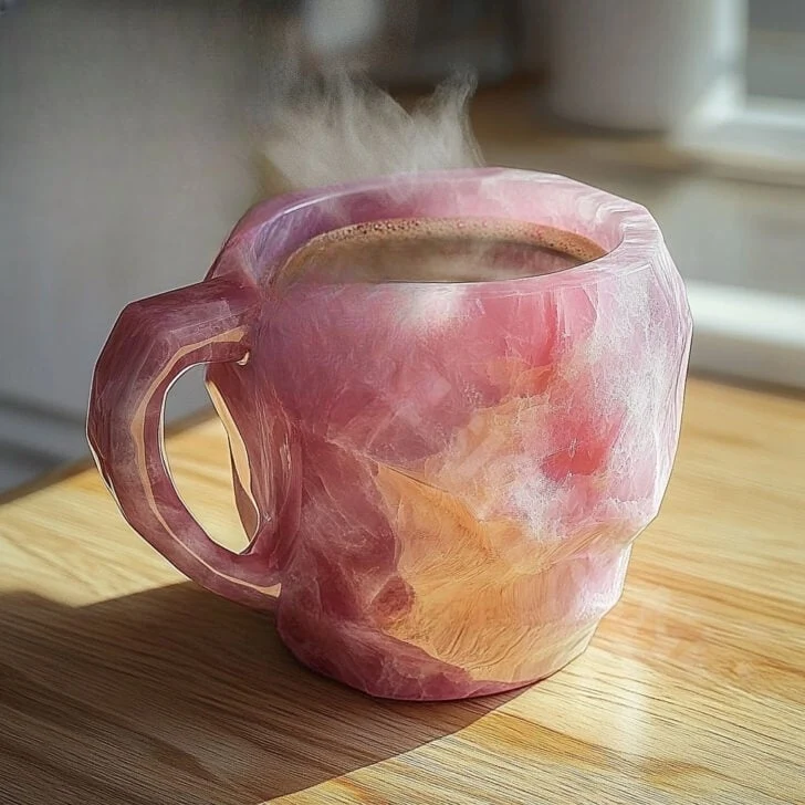 Kristalmok met Natuursteen Effect – Handgemaakte Mok Geïnspireerd op Edelstenen – 200ml Keramiek voor Thee, Koffie of Wijn | Sansoti