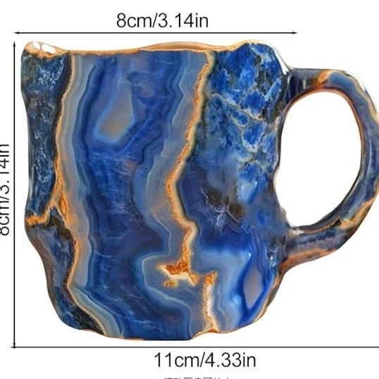 Kristalmok met Natuursteen Effect – Handgemaakte Mok Geïnspireerd op Edelstenen – 200ml Keramiek voor Thee, Koffie of Wijn | Sansoti