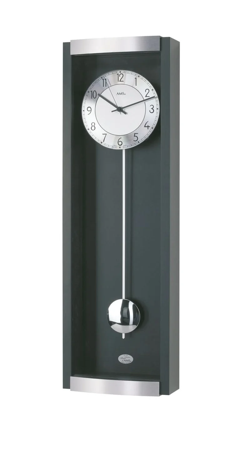 AMS F5285/11Q Pendel-Wanduhr Schwarz • Quarz-Pendelwerk • Mineralglas
