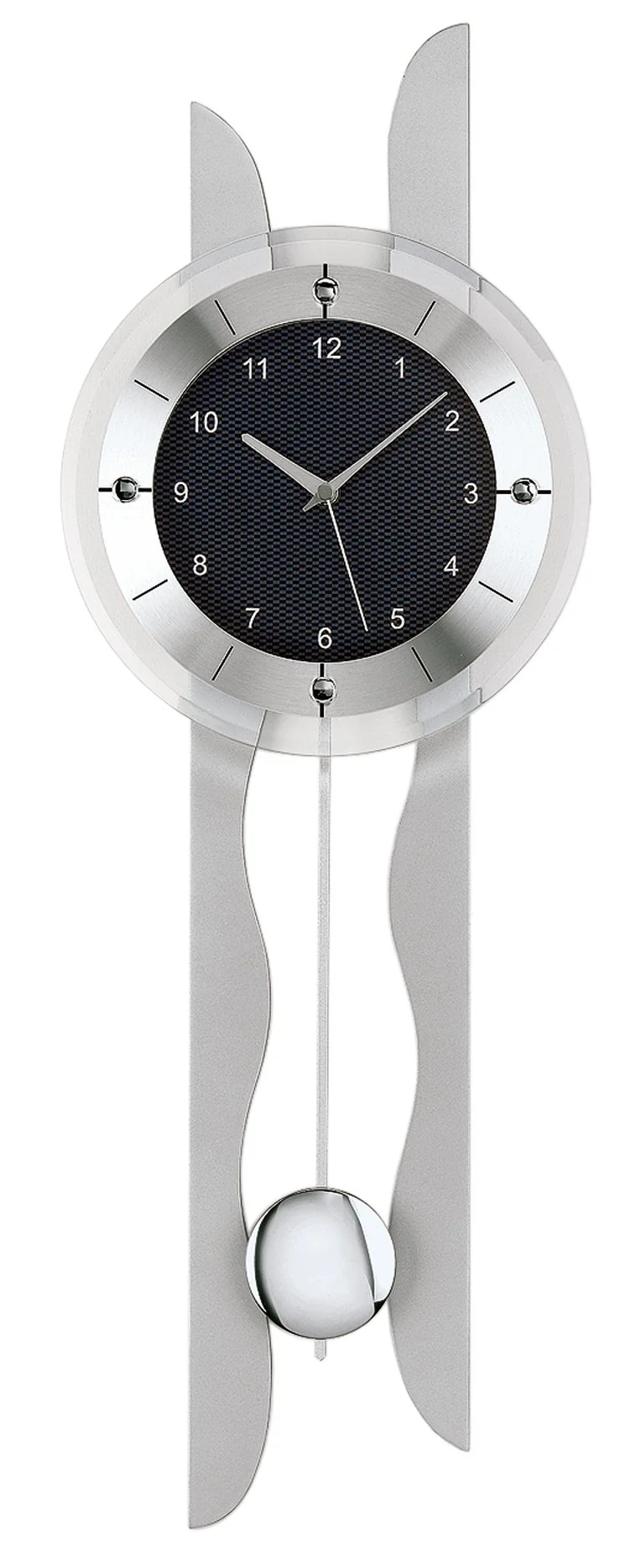 AMS 5243 Wanduhr Silber • Funkpendelwerk • Aluminium und Mineralglas