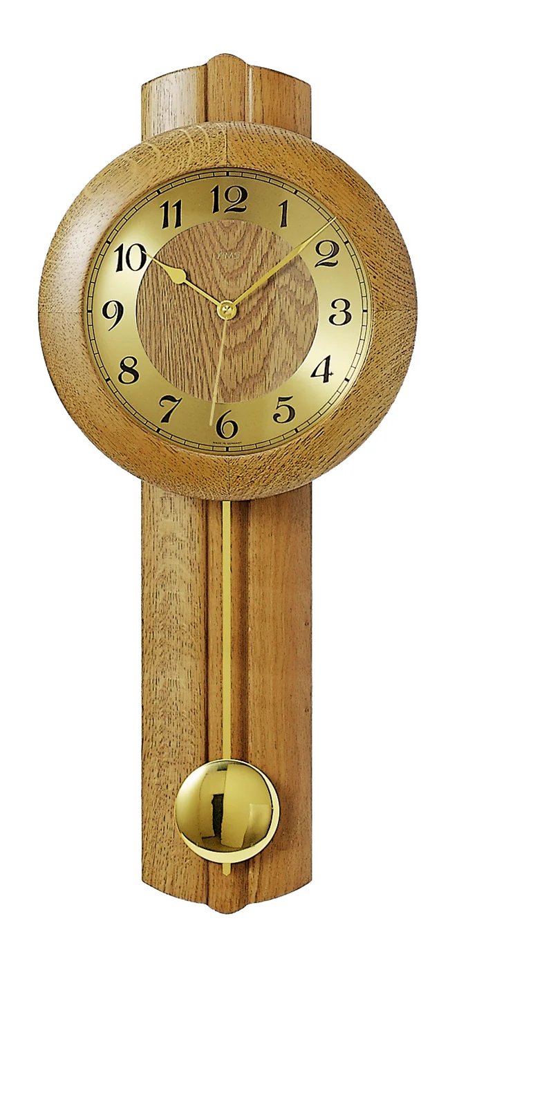 AMS Wertach F5165/4 Wanduhr Eiche • Funk-Pendeluhr • Massivholz aus Deutschland