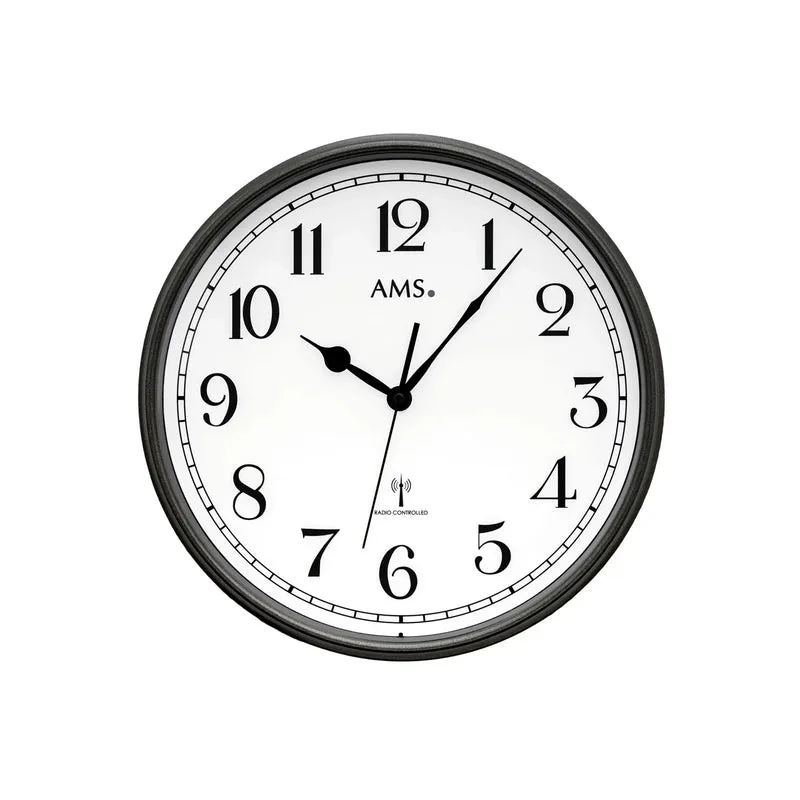 AMS Funk-Wanduhr F5611 Wanduhr Dunkel • Funkwerk • Mineralglas bedruckt
