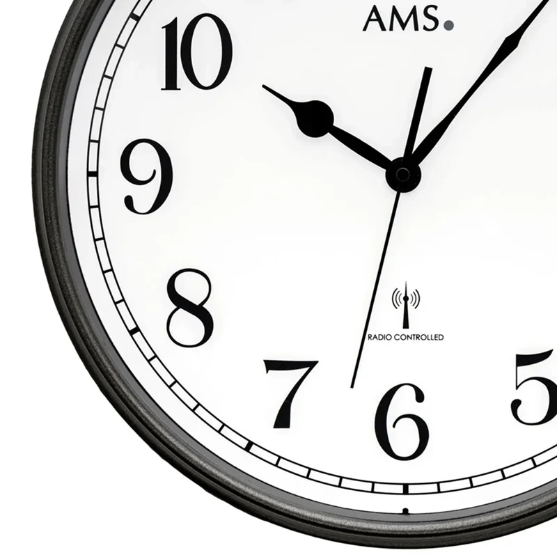 AMS Funk-Wanduhr F5611 Wanduhr Dunkel • Funkwerk • Mineralglas bedruckt