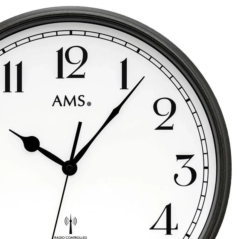 AMS Funk-Wanduhr F5611 Wanduhr Dunkel • Funkwerk • Mineralglas bedruckt