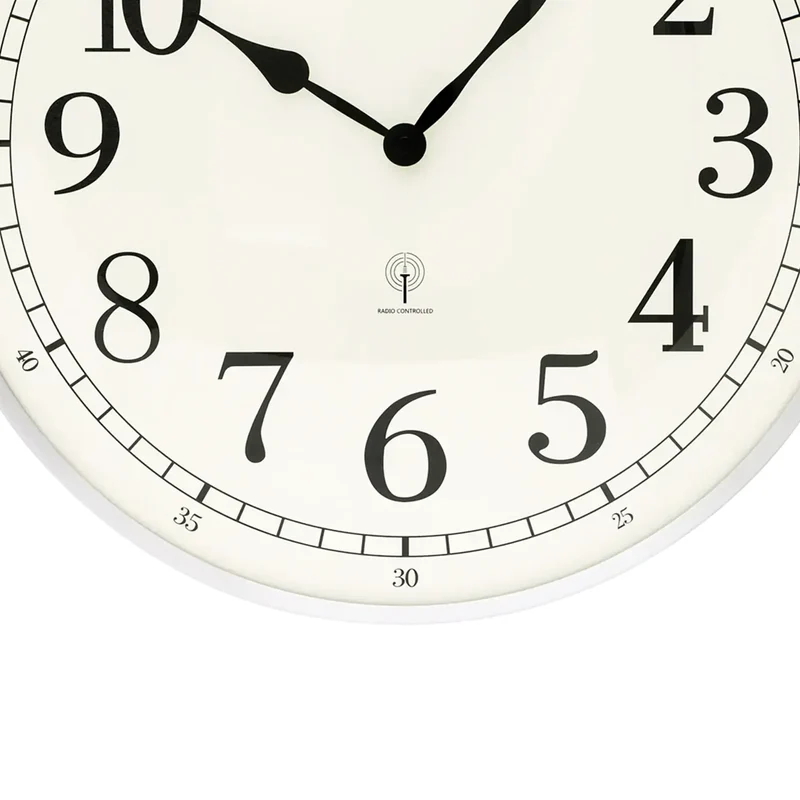 AMS F5606 Wanduhr Aluminium gebürstet • Funkwerk • Gewölbtes Mineralglas