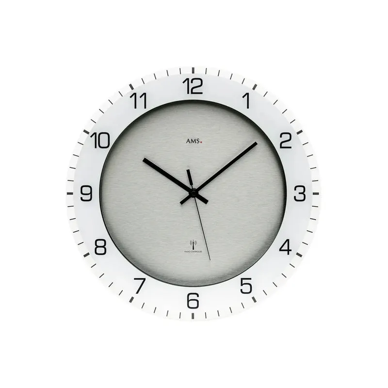 AMS Funk-Wanduhr F5594 Wanduhr Hellgrau • Funkwerk • Mineralglas bedruckt