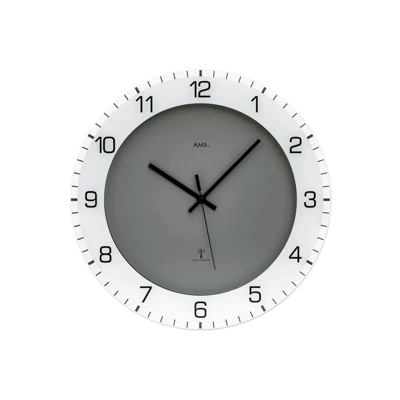 AMS F5595 Wanduhr Anthrazit • Funkwerk • Mineralglas bedruckt
