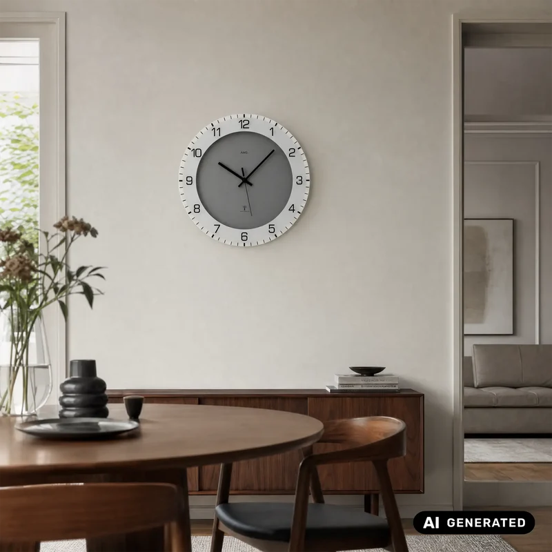 AMS F5595 Wanduhr Anthrazit • Funkwerk • Mineralglas bedruckt