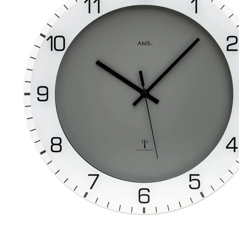 AMS F5595 Wanduhr Anthrazit • Funkwerk • Mineralglas bedruckt