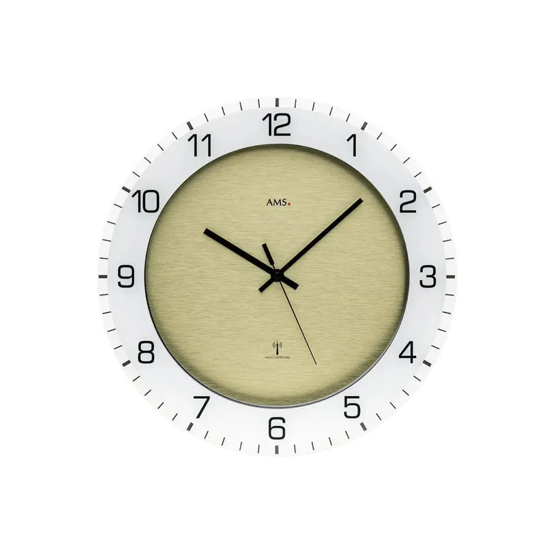 AMS F5593 Wanduhr Beige • Funkwerk • Mineralglas bedruckt