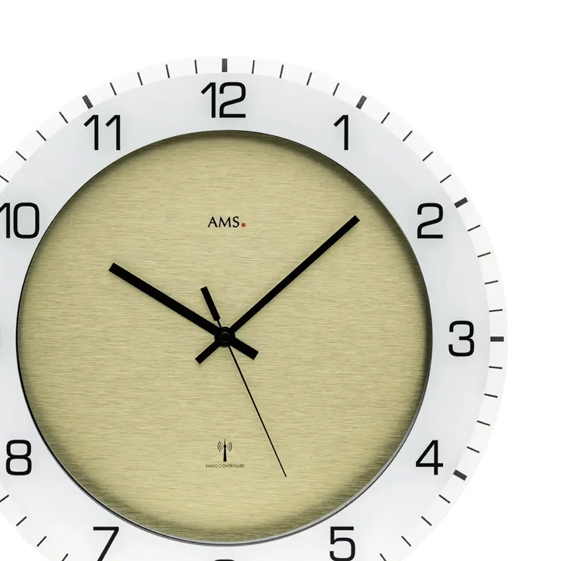 AMS F5593 Wanduhr Beige • Funkwerk • Mineralglas bedruckt