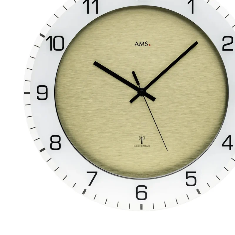 AMS F5593 Wanduhr Beige • Funkwerk • Mineralglas bedruckt