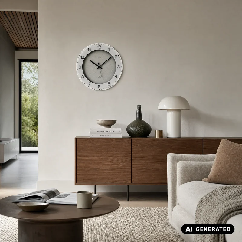 AMS F5593 Wanduhr Beige • Funkwerk • Mineralglas bedruckt