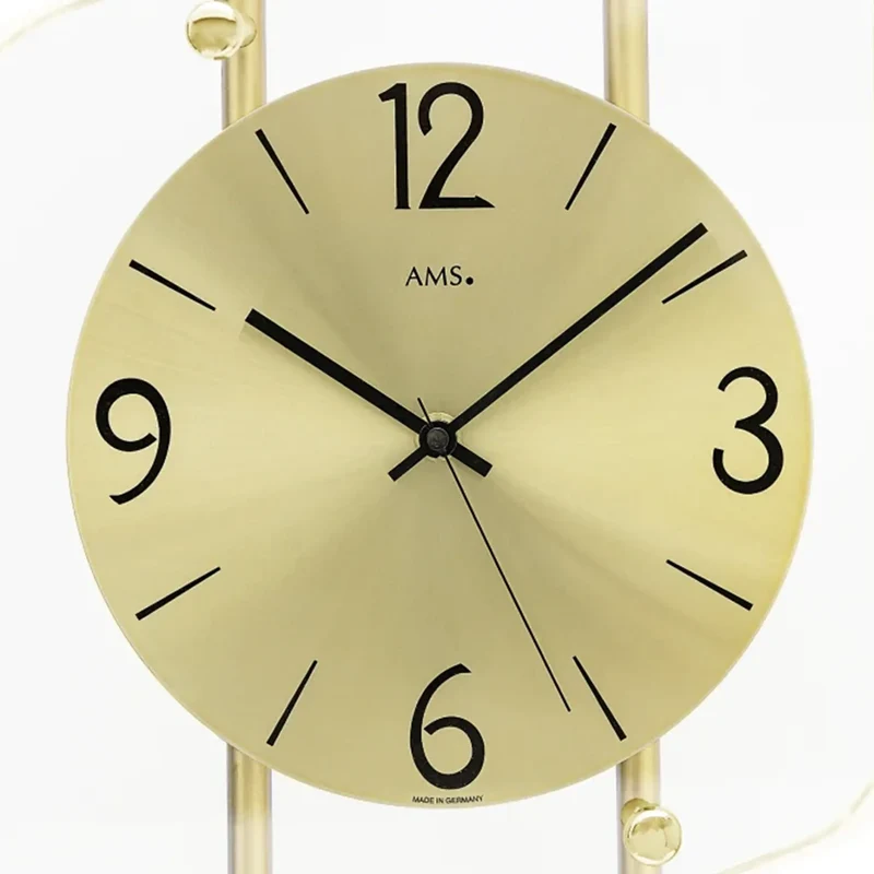 AMS F5583 Wanduhr Messing • Funkwerk • Mineralglas Raute