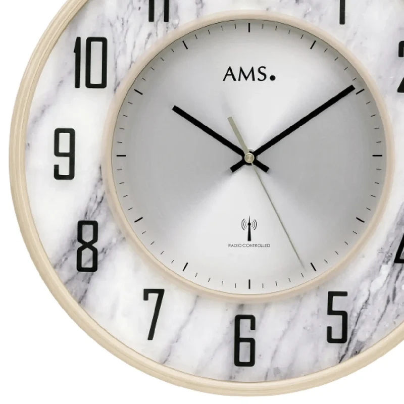 AMS F5588 Wanduhr Marmor • Funkwerk • Mineralglas bedruckt