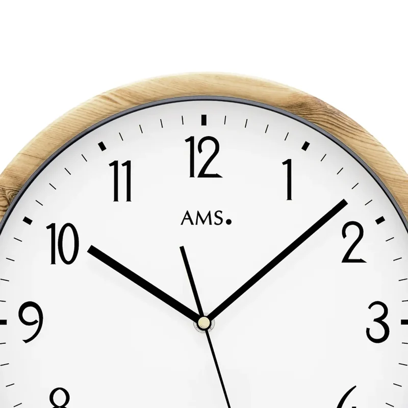 AMS F5576 Wanduhr Holzoptik • Funkwerk • Mineralglas