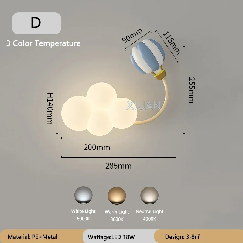 Kinderkamer Wandlamp met Sterren, Regenboog en Vliegtuig – Creatieve LED Verlichting voor Babykamer en Speelkamer | Sansoti