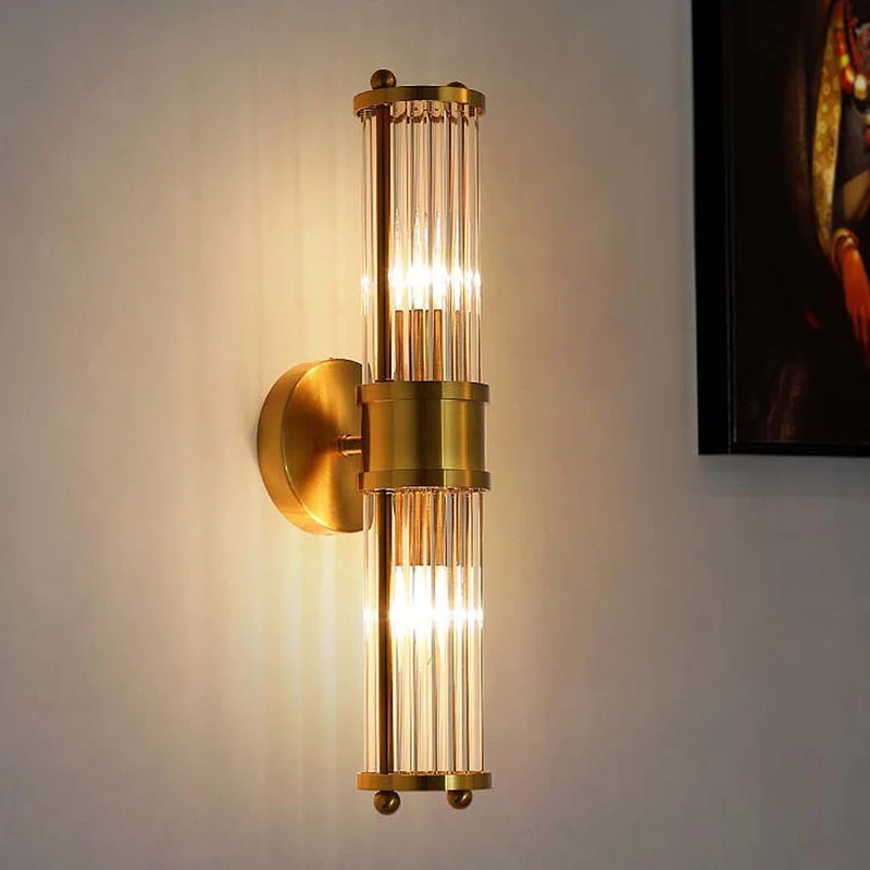 Gouden Wandlamp met Glazen Kap Ø9cm – Luxe Badkamerverlichting Klassiek Design voor Spiegel Hal Ganglamp IP44 E27 Fitting Modern & Tijdloos | Sansoti