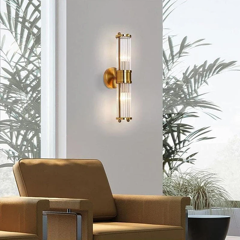 Gouden Wandlamp met Glazen Kap Ø9cm – Luxe Badkamerverlichting Klassiek Design voor Spiegel Hal Ganglamp IP44 E27 Fitting Modern & Tijdloos | Sansoti