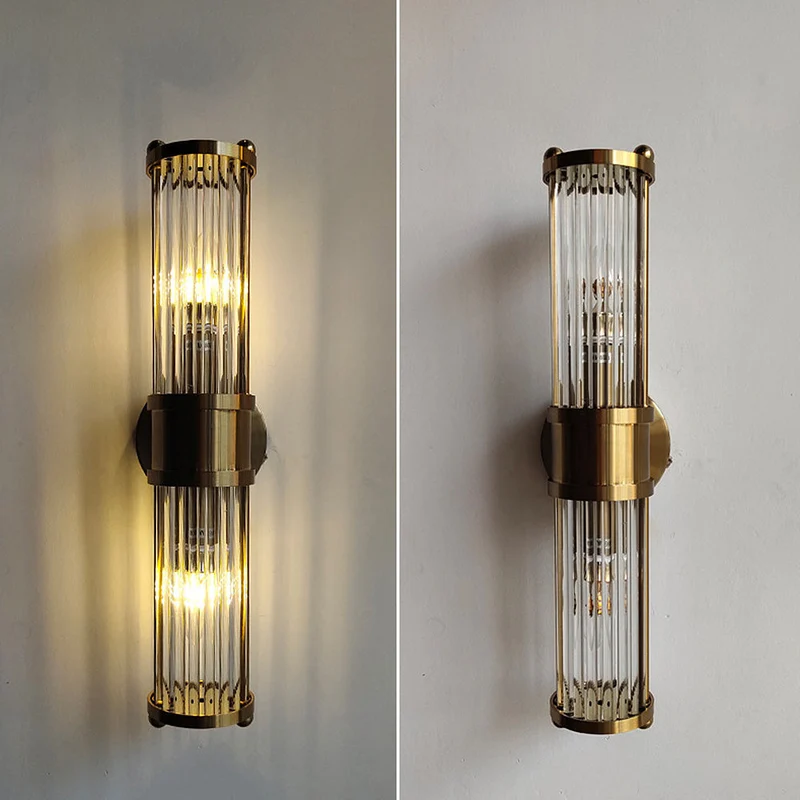 Gouden Wandlamp met Glazen Kap Ø9cm – Luxe Badkamerverlichting Klassiek Design voor Spiegel Hal Ganglamp IP44 E27 Fitting Modern & Tijdloos | Sansoti