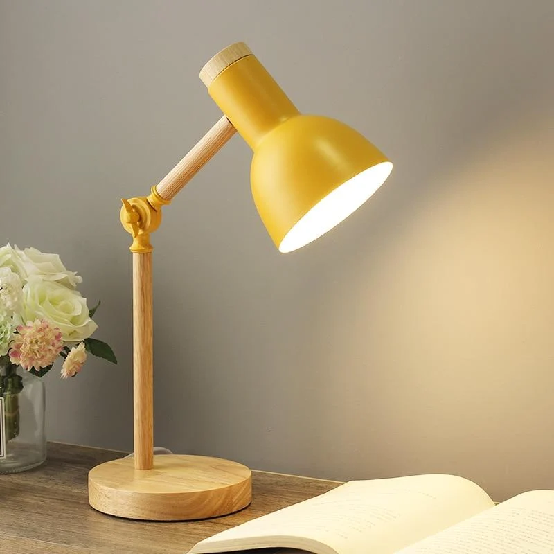 Scandinavische Houten Tafellamp met Draaibare Kop en LED-Verlichting | Sansoti