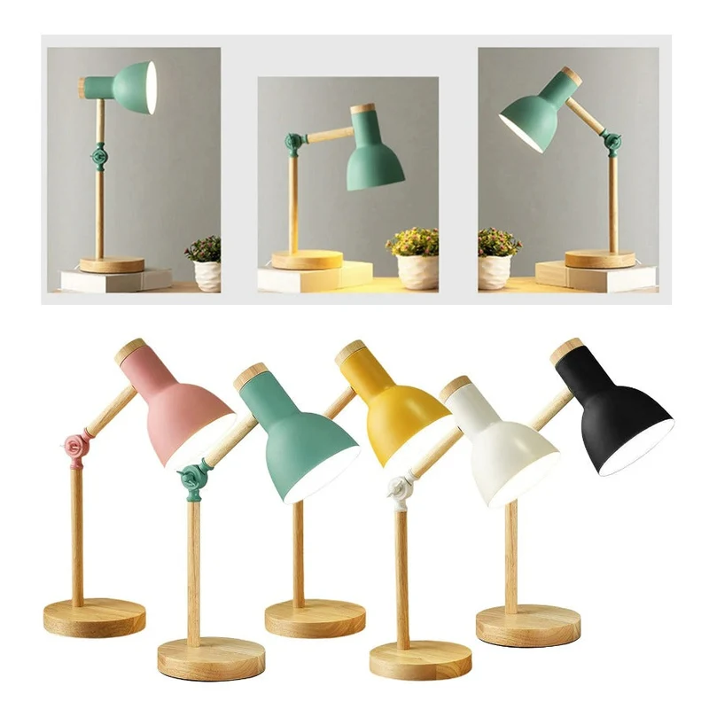 Scandinavische Houten Tafellamp met Draaibare Kop en LED-Verlichting | Sansoti