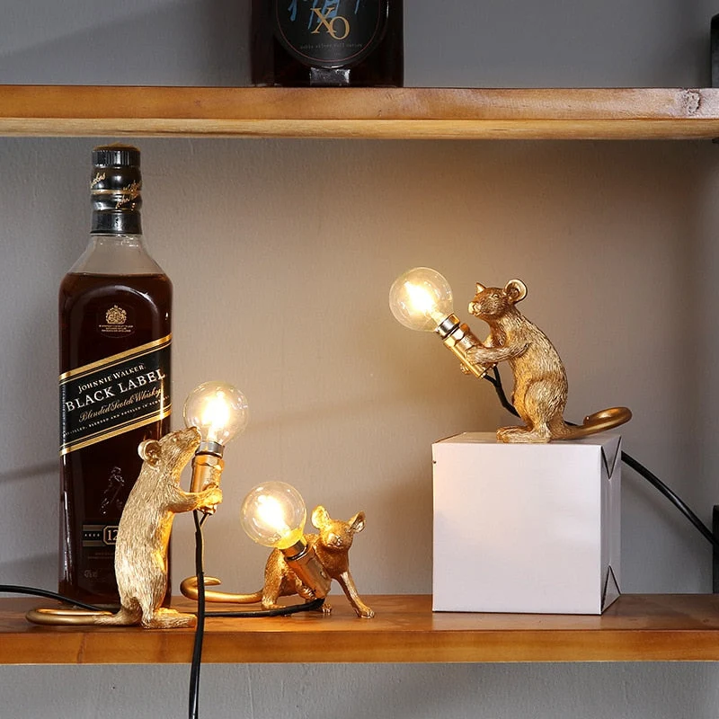 Muislamp met Uniek Design – Decoratieve Tafellamp Speelse Muis – Warm Sfeerlicht voor Woonkamer Slaapkamer Kantoor | Sansoti