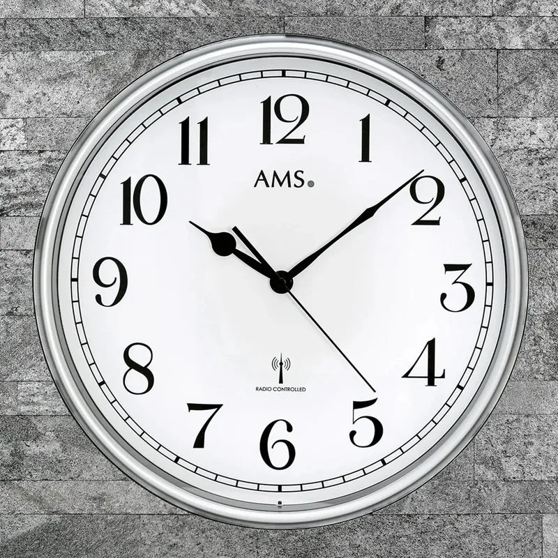 AMS F5568 Wanduhr Anthrazit • Funkwerk • Mineralglas