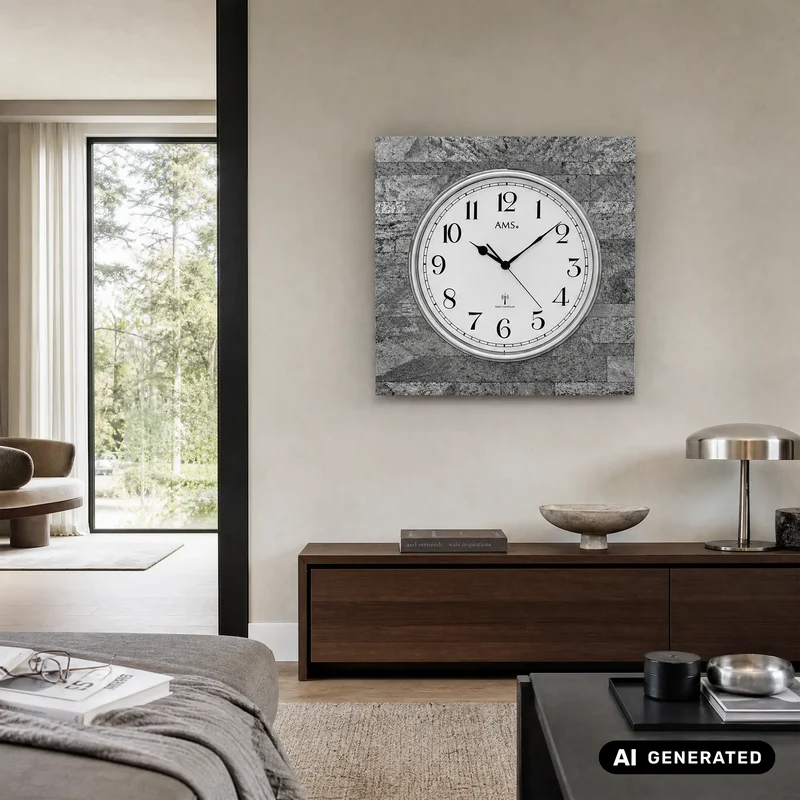 AMS F5568 Wanduhr Anthrazit • Funkwerk • Mineralglas