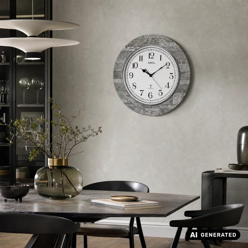 AMS F5570 Wanduhr Anthrazit • Funkwerk • Mineralglas