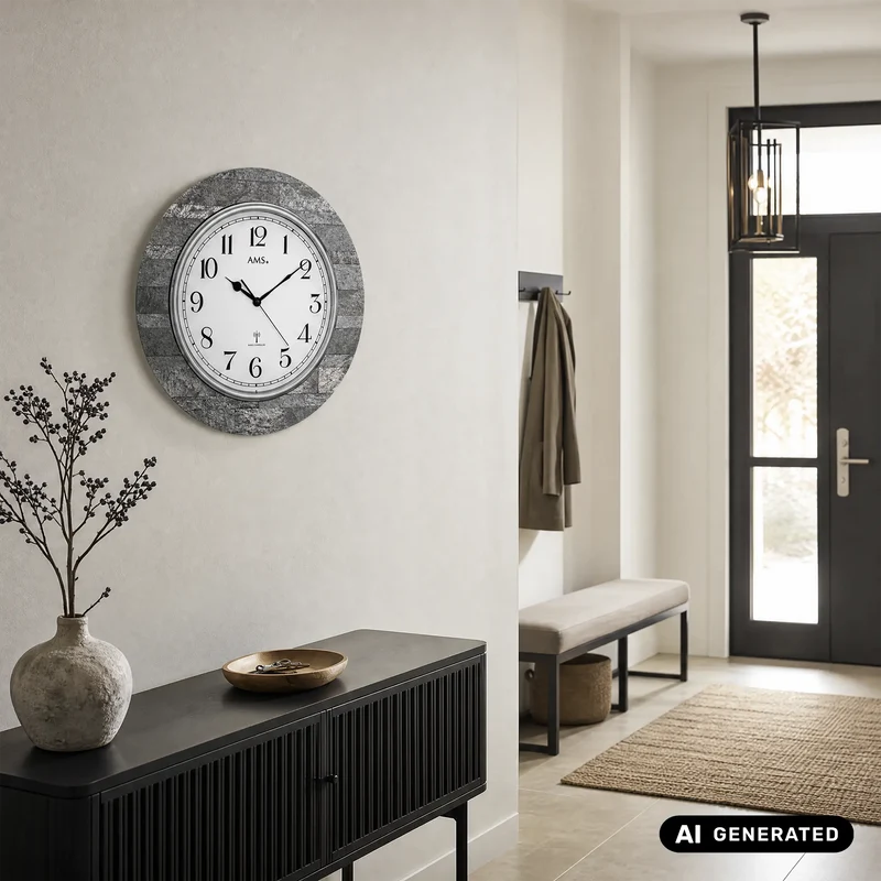 AMS F5570 Wanduhr Anthrazit • Funkwerk • Mineralglas