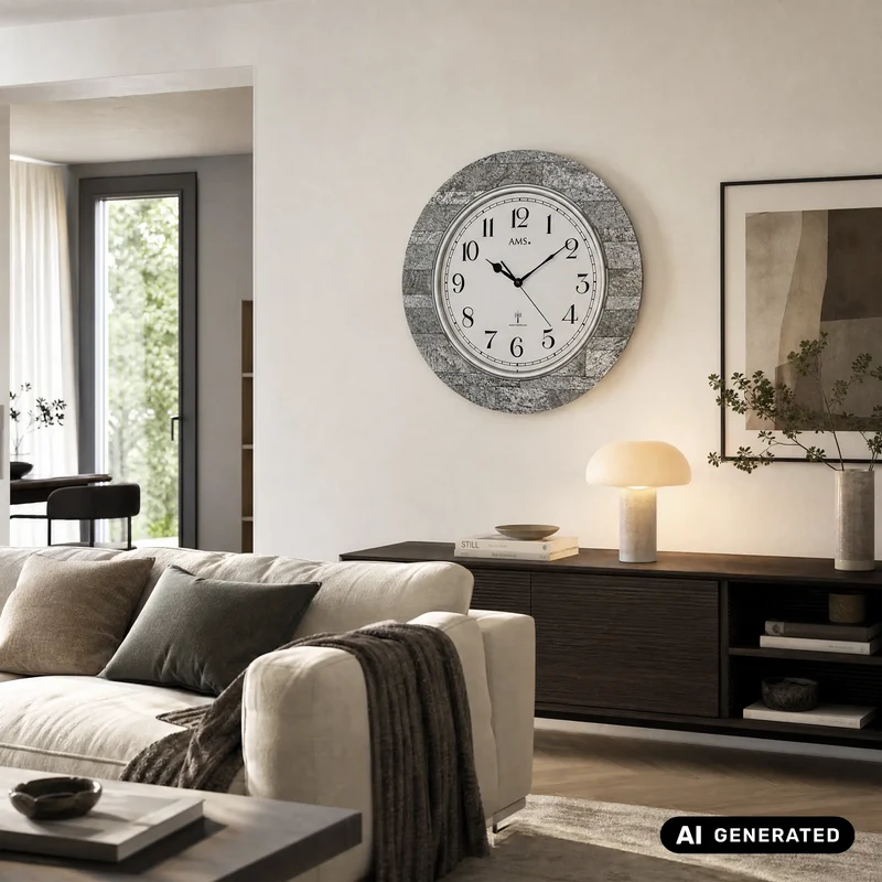 AMS F5570 Wanduhr Anthrazit • Funkwerk • Mineralglas