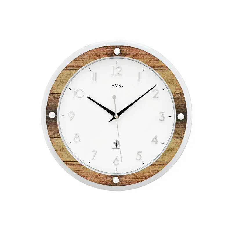AMS F5565 Wanduhr Braun • Funkwerk • Aufgelegte Zahlen