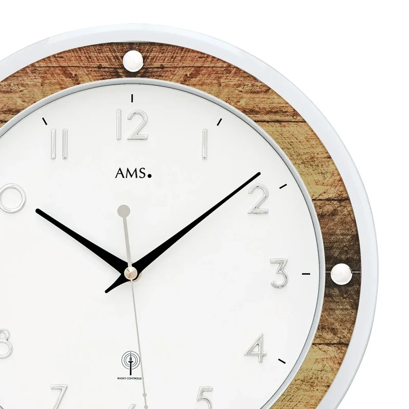 AMS F5565 Wanduhr Braun • Funkwerk • Aufgelegte Zahlen