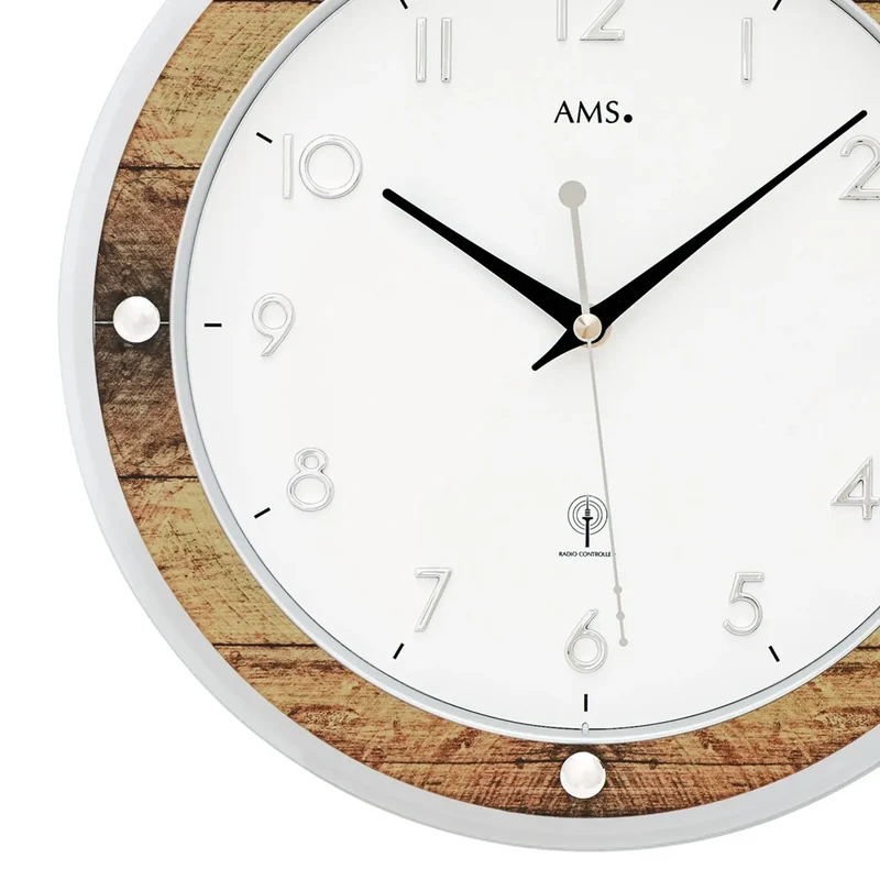 AMS F5565 Wanduhr Braun • Funkwerk • Aufgelegte Zahlen