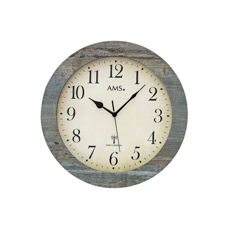 AMS Funk-Wanduhr F5562 Wanduhr Blau-Grau • Funk-Uhrwerk • Mineralglas