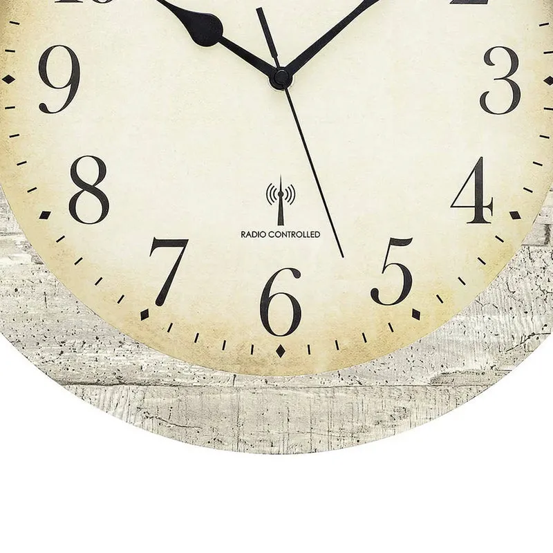 AMS Funk-Wanduhr F5561 Wanduhr Weiß-Grau • Funk-Automatikzeit • Mineralglas-Schutz