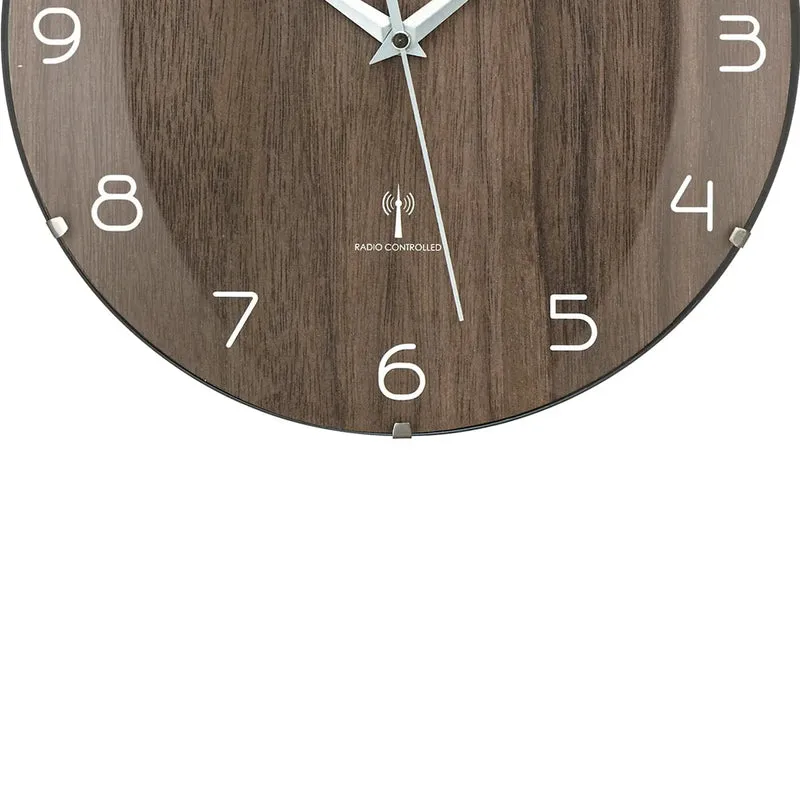 AMS Funk-Wanduhr F5558 Wanduhr Nussbaum • Funkwerk • Gewölbtes Glas