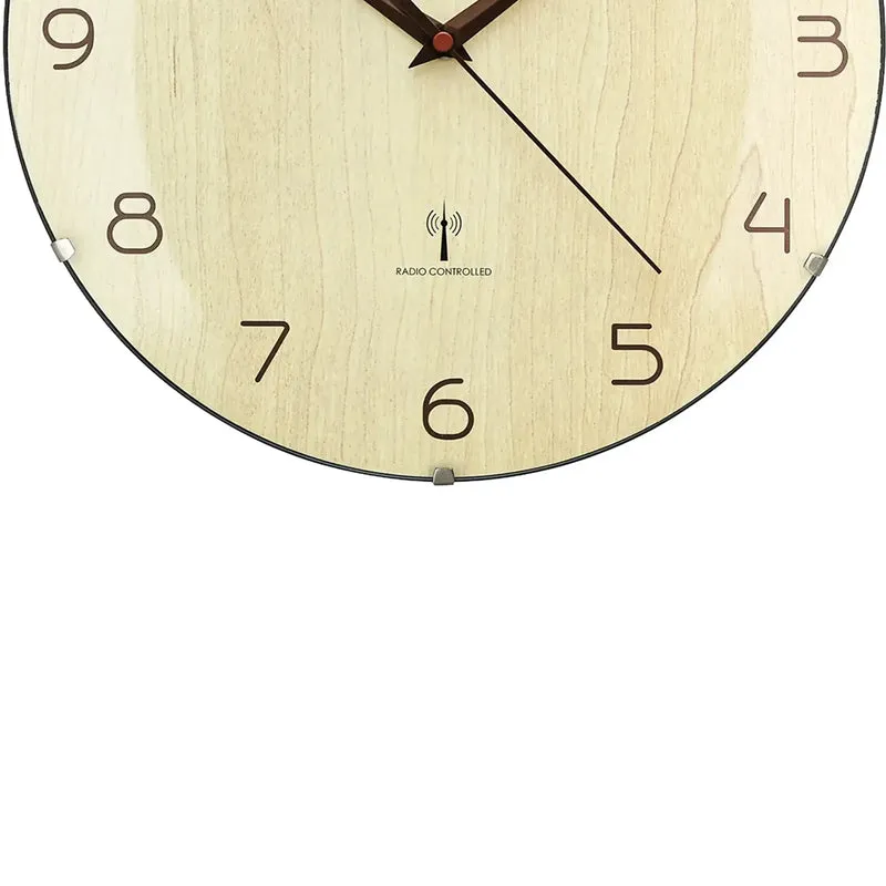 AMS Funk-Wanduhr F5557 Wanduhr Nussbaum • Funkwerk • Gewölbtes Glas