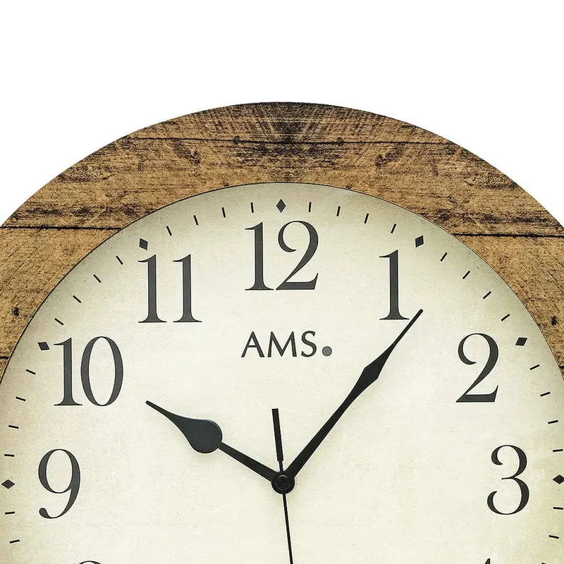 AMS F5560 Wanduhr Nussbaum • Funk-Uhrwerk • Mineralglas