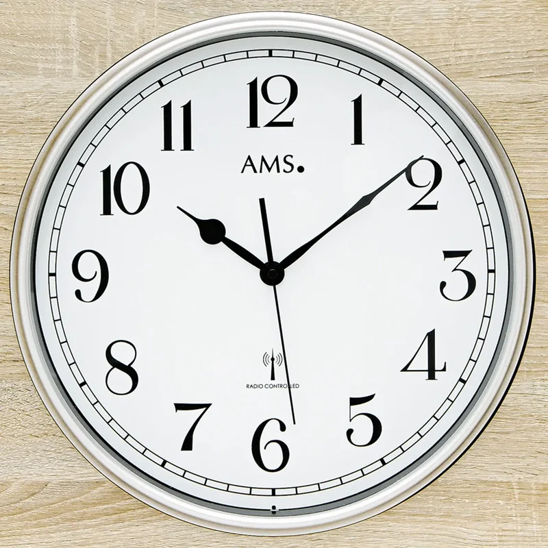 AMS Funk-Wanduhr F5552 Wanduhr Sonoma • Funkwerk mit Mineralglas • Holzgehäuse Sonoma