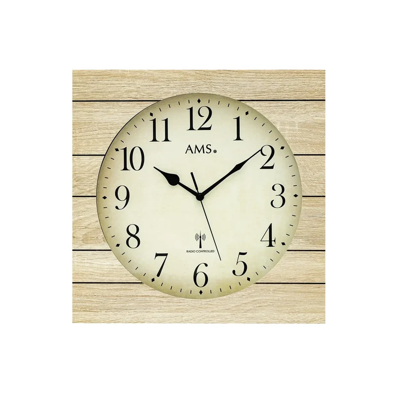 AMS Funk-Wanduhr F5551 Wanduhr Sonoma-Eiche • Funkwerk • Mineralglas