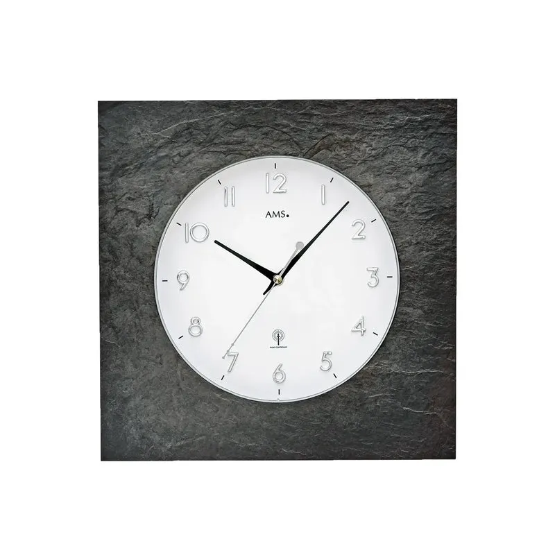 AMS Funk-Wanduhr F5546 Wanduhr Schiefergrau • Naturschiefer-Gehäuse • Mineralglas