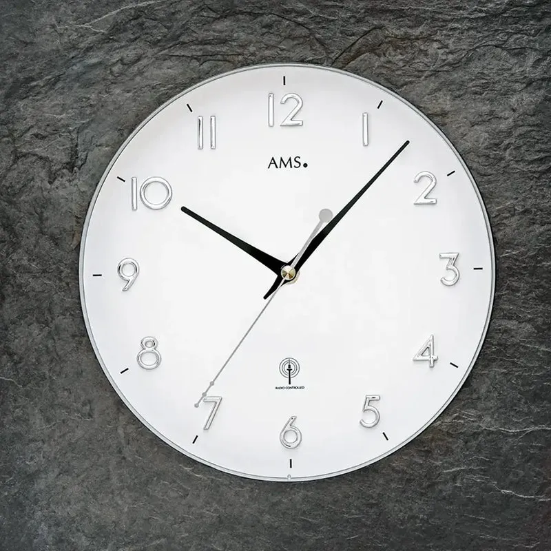 AMS Funk-Wanduhr F5546 Wanduhr Schiefergrau • Naturschiefer-Gehäuse • Mineralglas