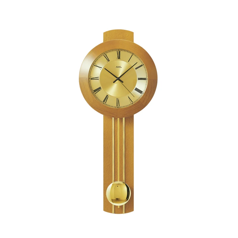 AMS Quarz-Pendeluhr F5132/9Q Wanduhr Kirschbaum • Quarz-Pendelwerk • Mineralglas