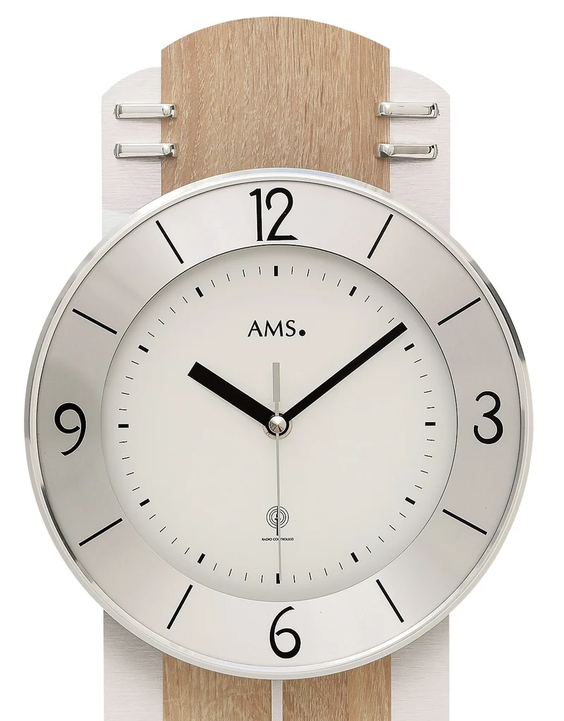 AMS Funk-Pendeluhr F5291 Wanduhr Sonoma-Eiche • Funk-Pendelwerk • Made in Germany