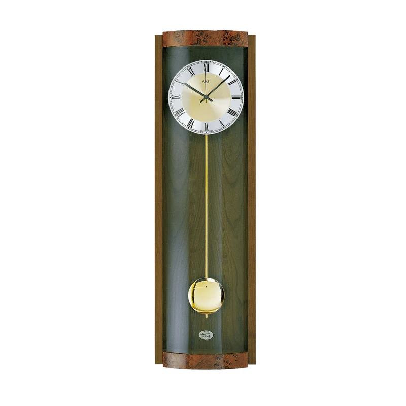 AMS Funk F5087/1 Wanduhr • Nussbaum Massivholz • Westminster Schlagwerk