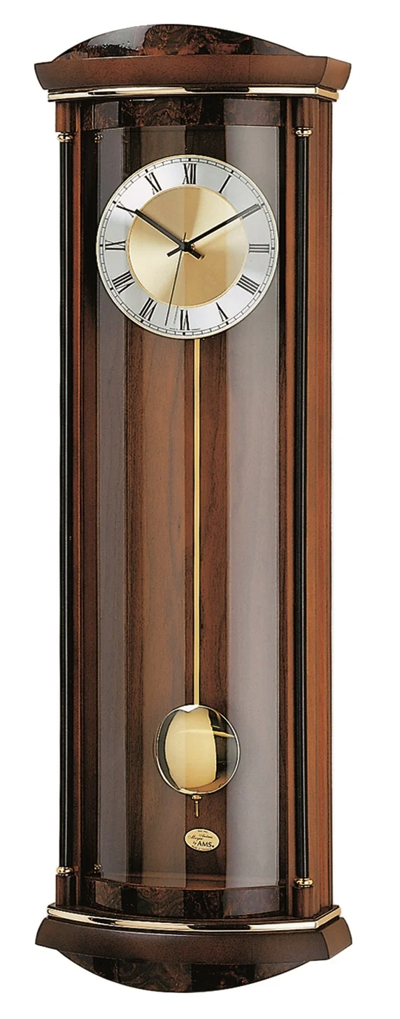 AMS Funk-Pendeluhr F5080/1 Wanduhr • Nussbaumholz-Gehäuse • Westminster-Schlagwerk