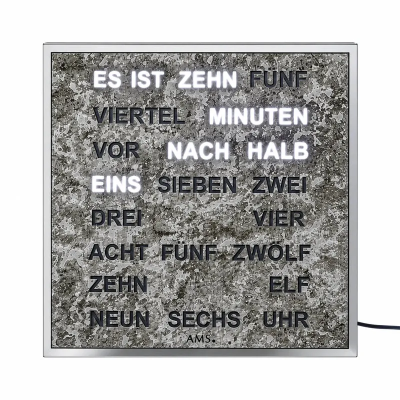 AMS Design T1236 Wortuhr • LED-Anzeige • Metallgehäuse